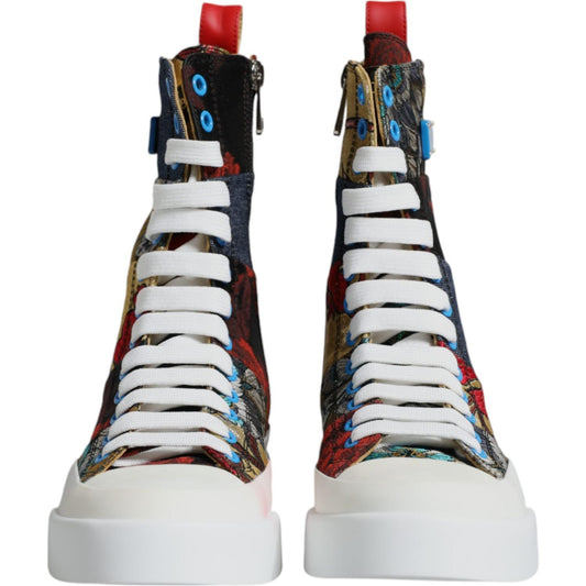 Dolce & Gabbana Multicolor Patchwork High Top Sneakers Shoes