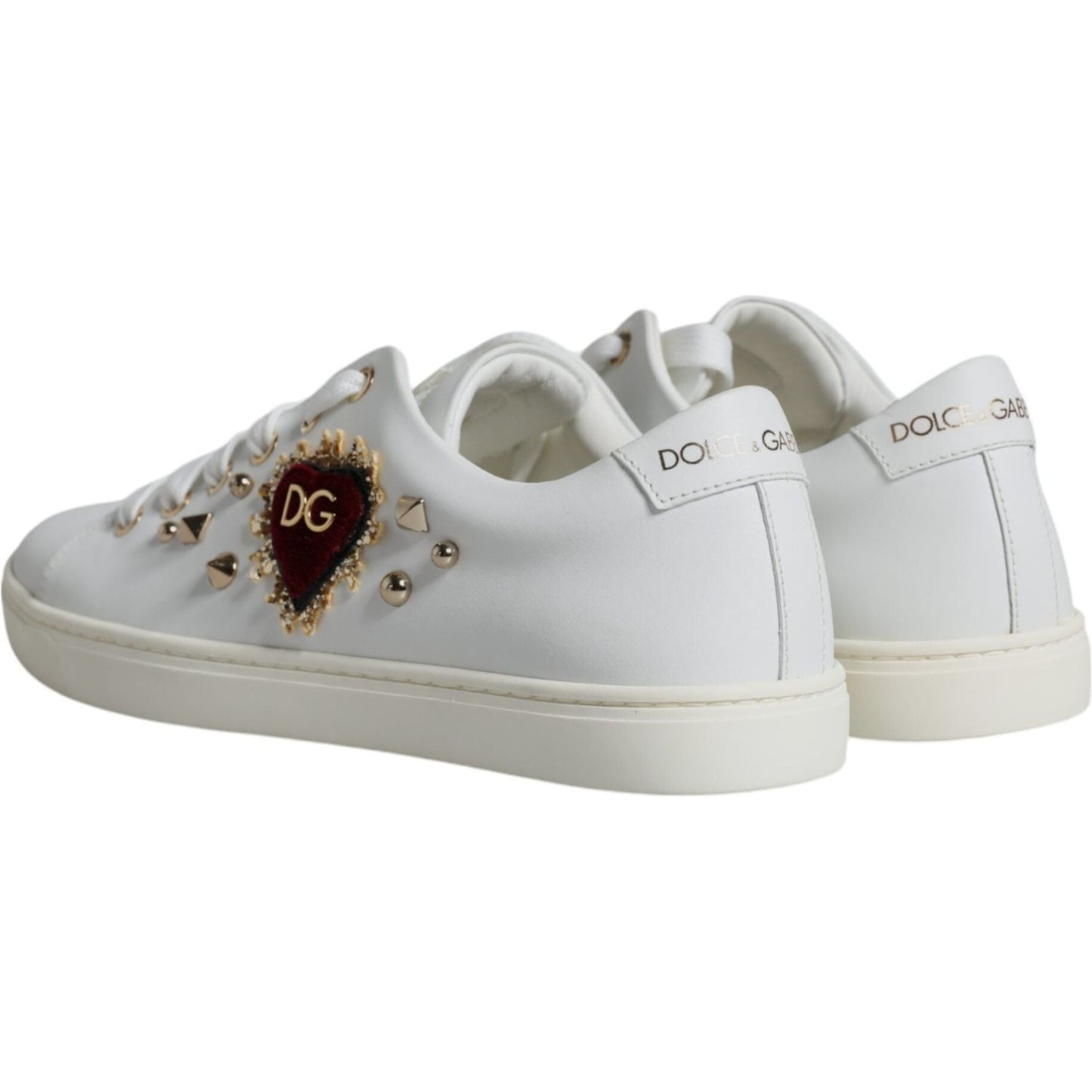 Dolce & Gabbana White Portofino Sacred Heart Sneakers Shoes Dolce & Gabbana