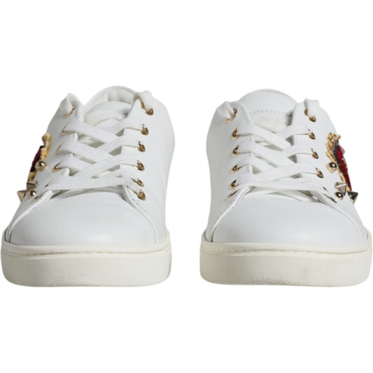 Dolce & Gabbana White Portofino Sacred Heart Sneakers Shoes