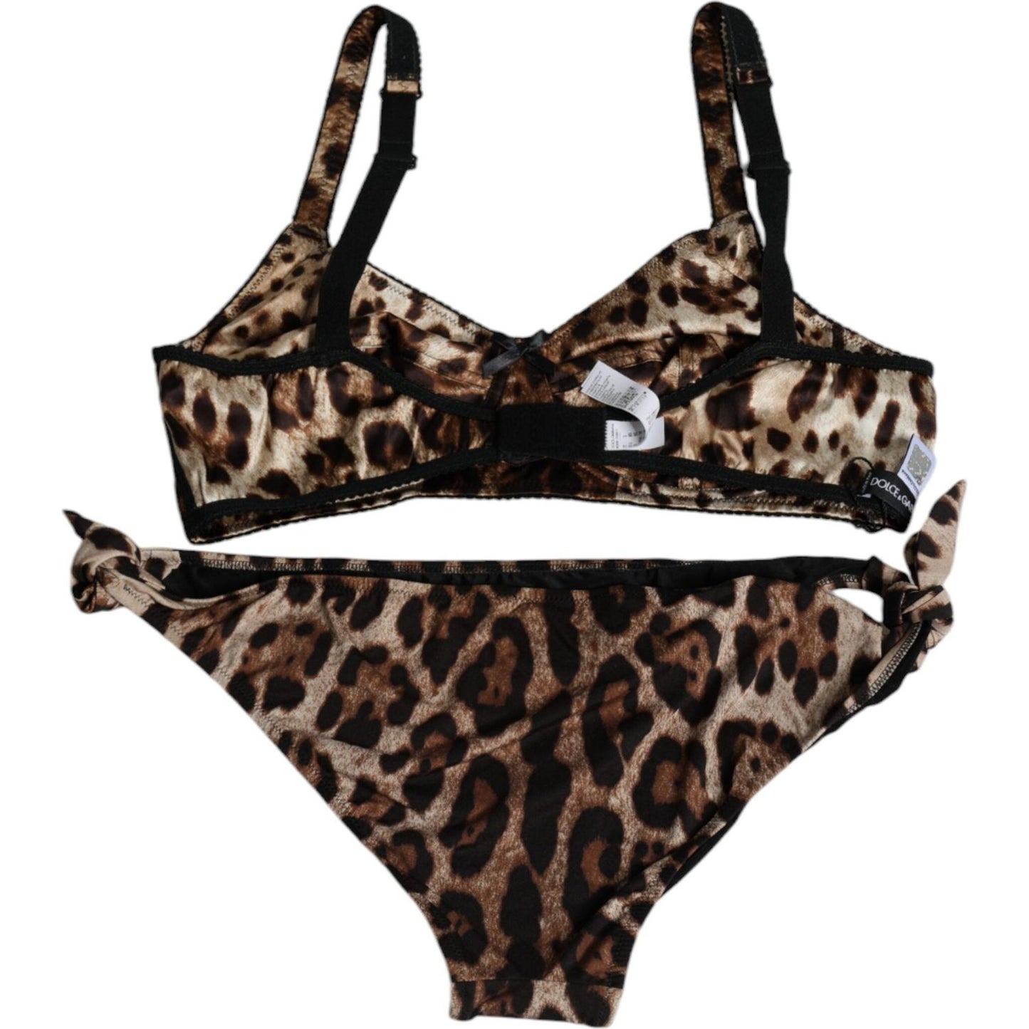 Dolce & Gabbana Brown Silk Stretch Leopard Bra Panty Underwear Dolce & Gabbana