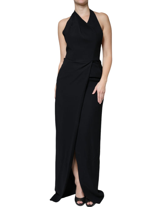 Emporio Armani Black Sleeveless Halter Sheath Long Gown Dress Emporio Armani