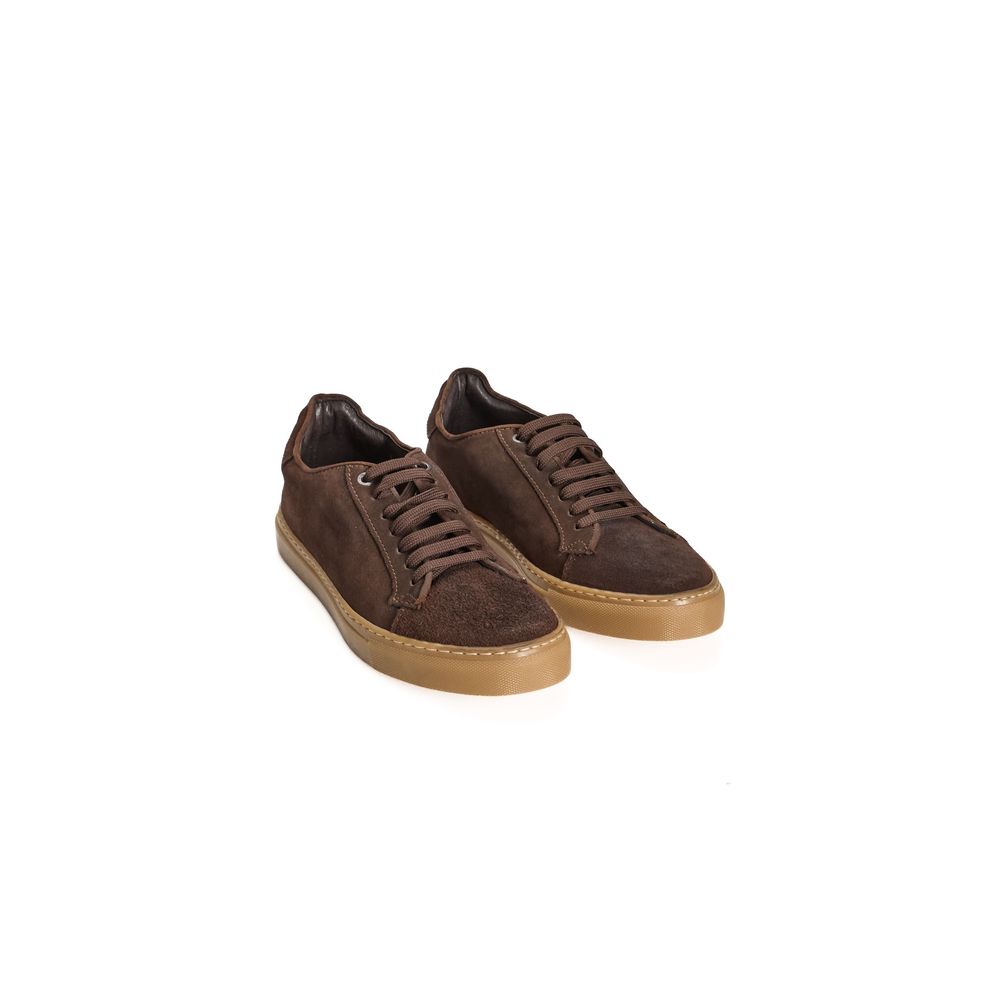 Roberto Pepe Luxury Brown Calfskin Men Sneaker Roberto Pepe Luxury