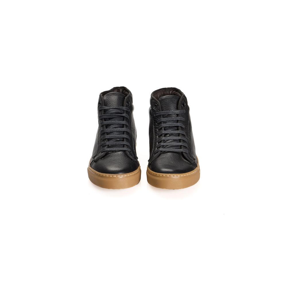 Roberto Pepe Luxury Black Calfskin Men Sneaker Roberto Pepe Luxury