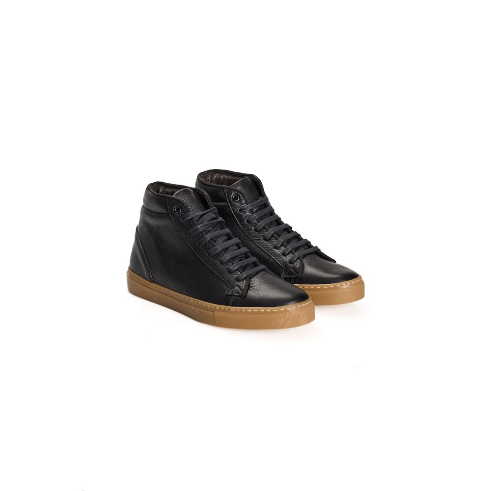 Roberto Pepe Luxury Black Calfskin Men Sneaker Roberto Pepe Luxury