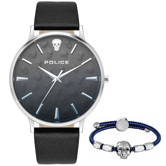 Police Black Leather Watch Police Dark Slate Gray