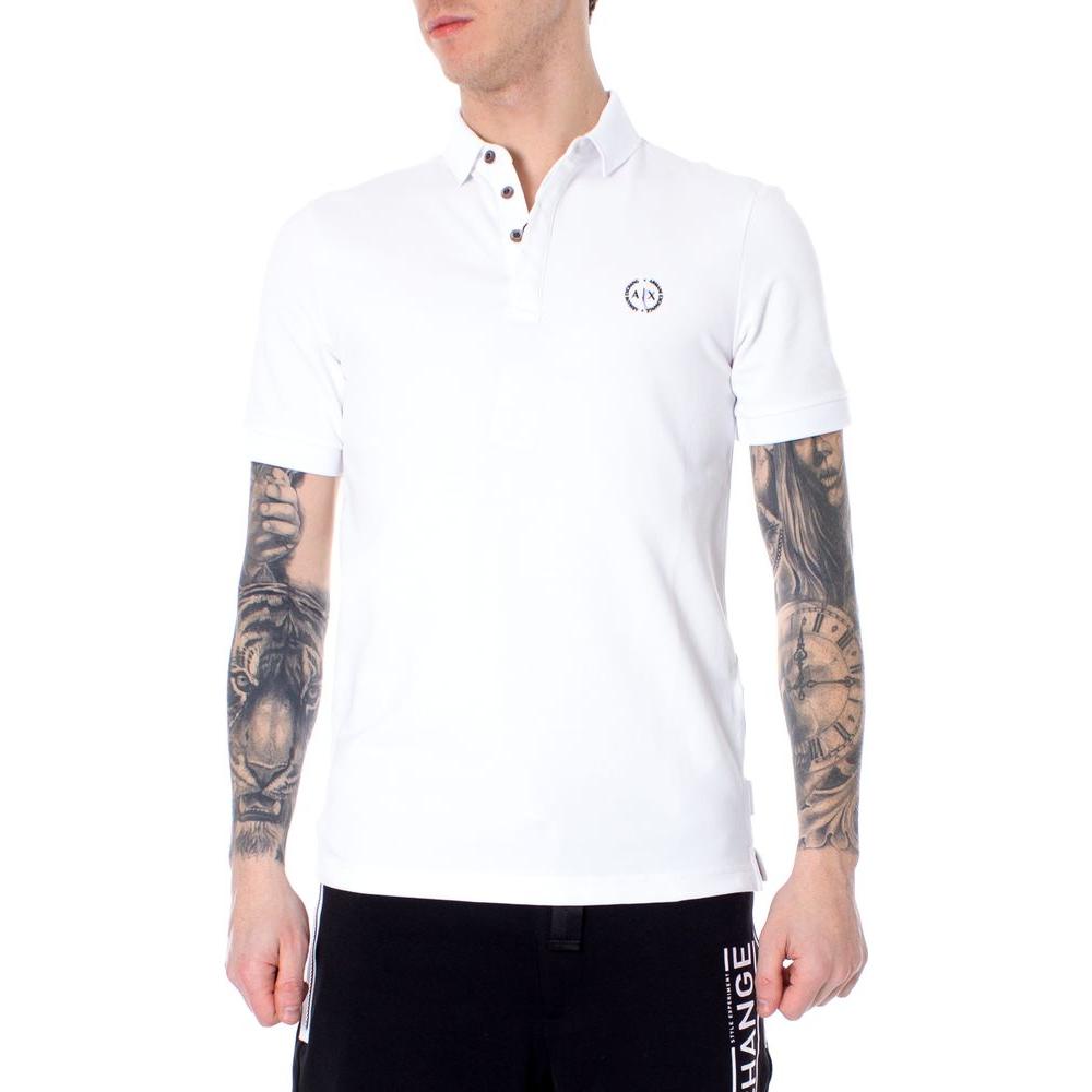 Armani Exchange White Cotton Polo Shirt