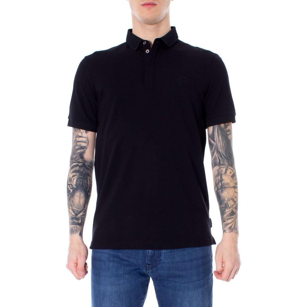 Armani Exchange Black Cotton Polo Shirt