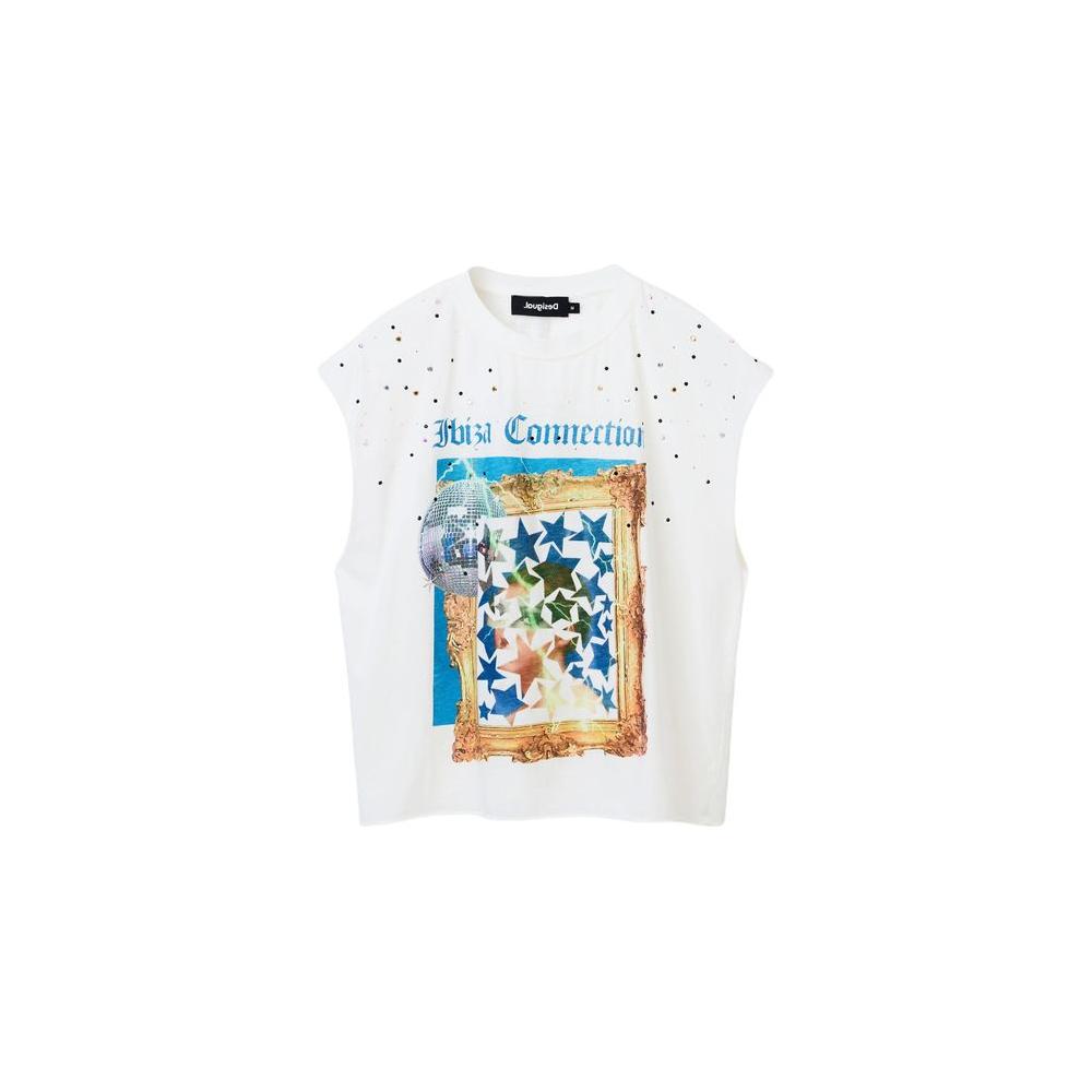 Desigual White Cotton Tops & T-Shirt Desigual