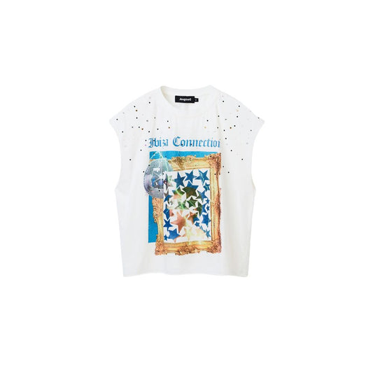 Desigual White Cotton Tops & T-Shirt Desigual