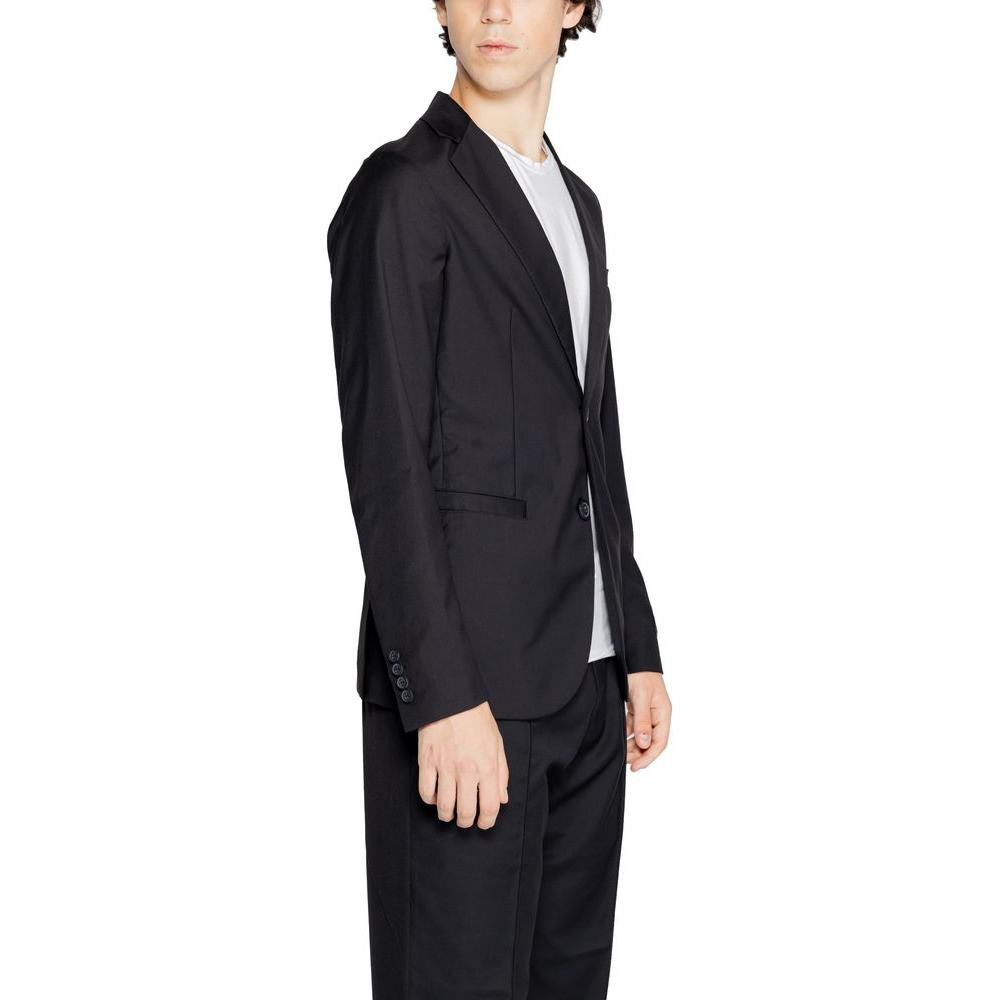 Armani Exchange Black Polyester Blazer Armani Exchange