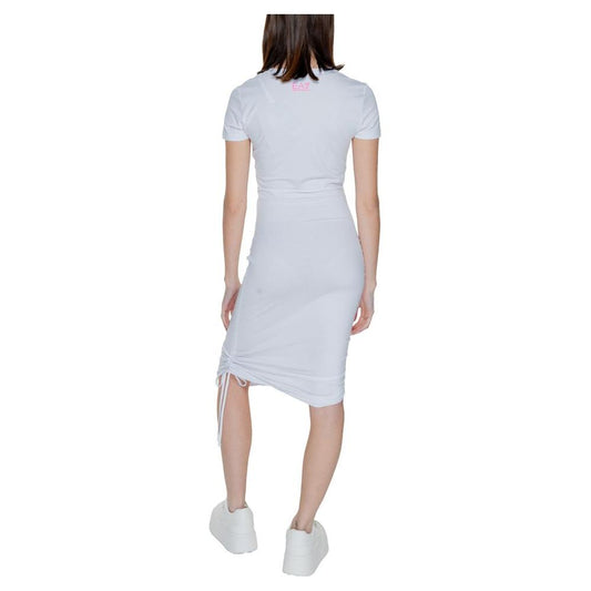 EA7 Emporio Armani White Cotton Dress EA7 Emporio Armani Light Gray