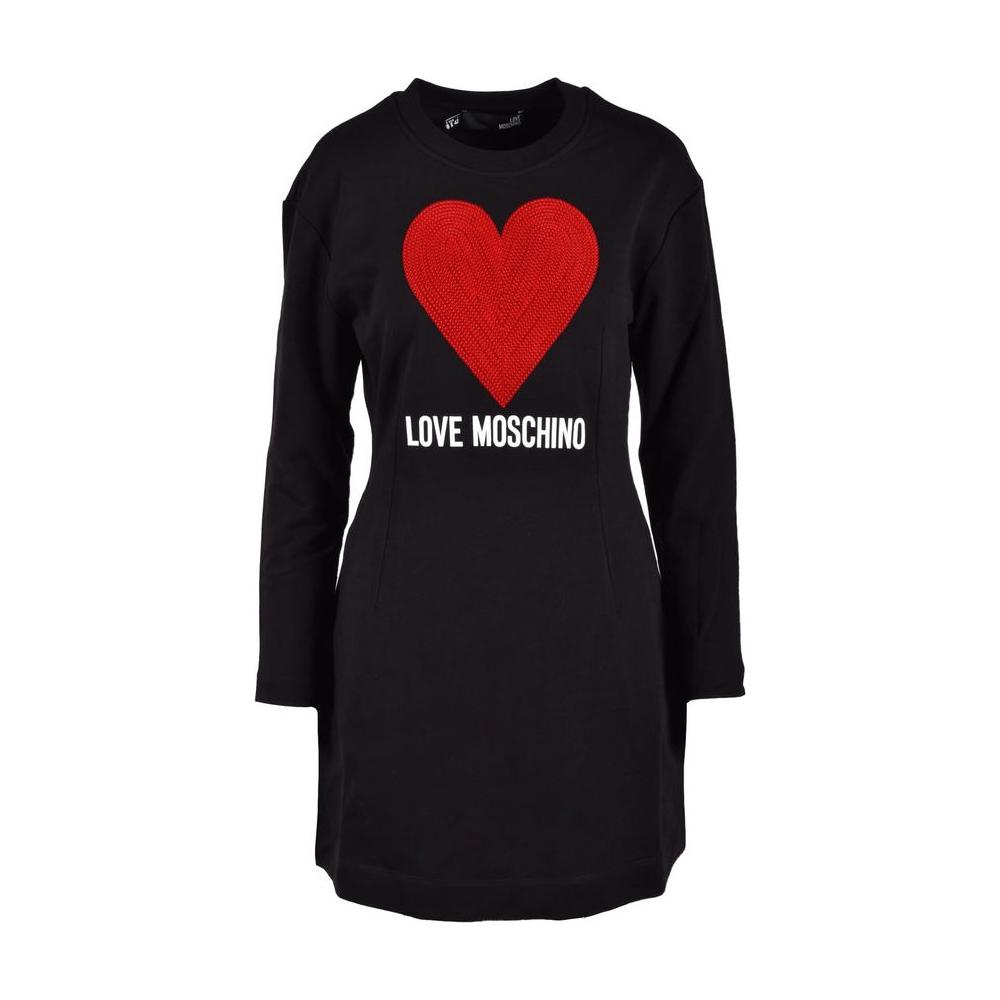 Love Moschino Black Cotton Dress Love Moschino