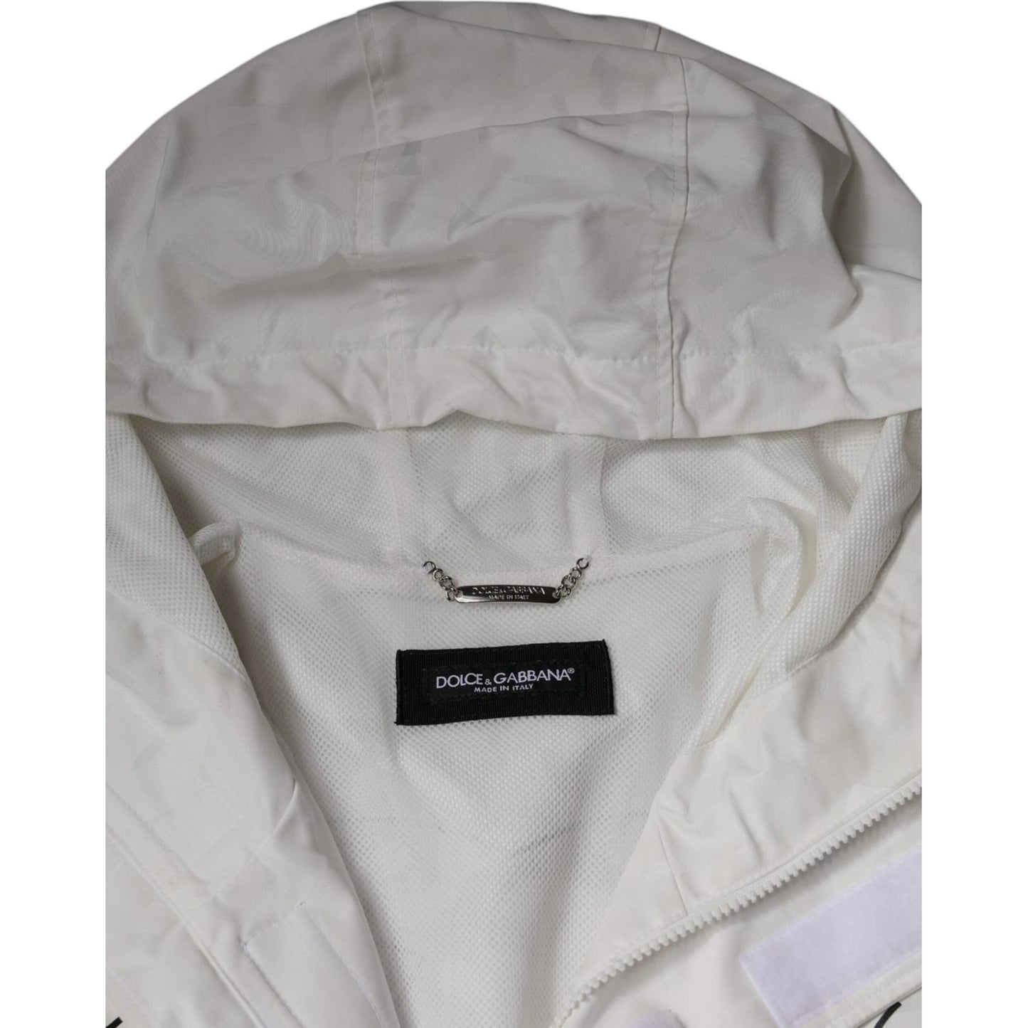 Dolce & Gabbana White Hooded Parka Polyester Trench Coat Jacket Dolce & Gabbana