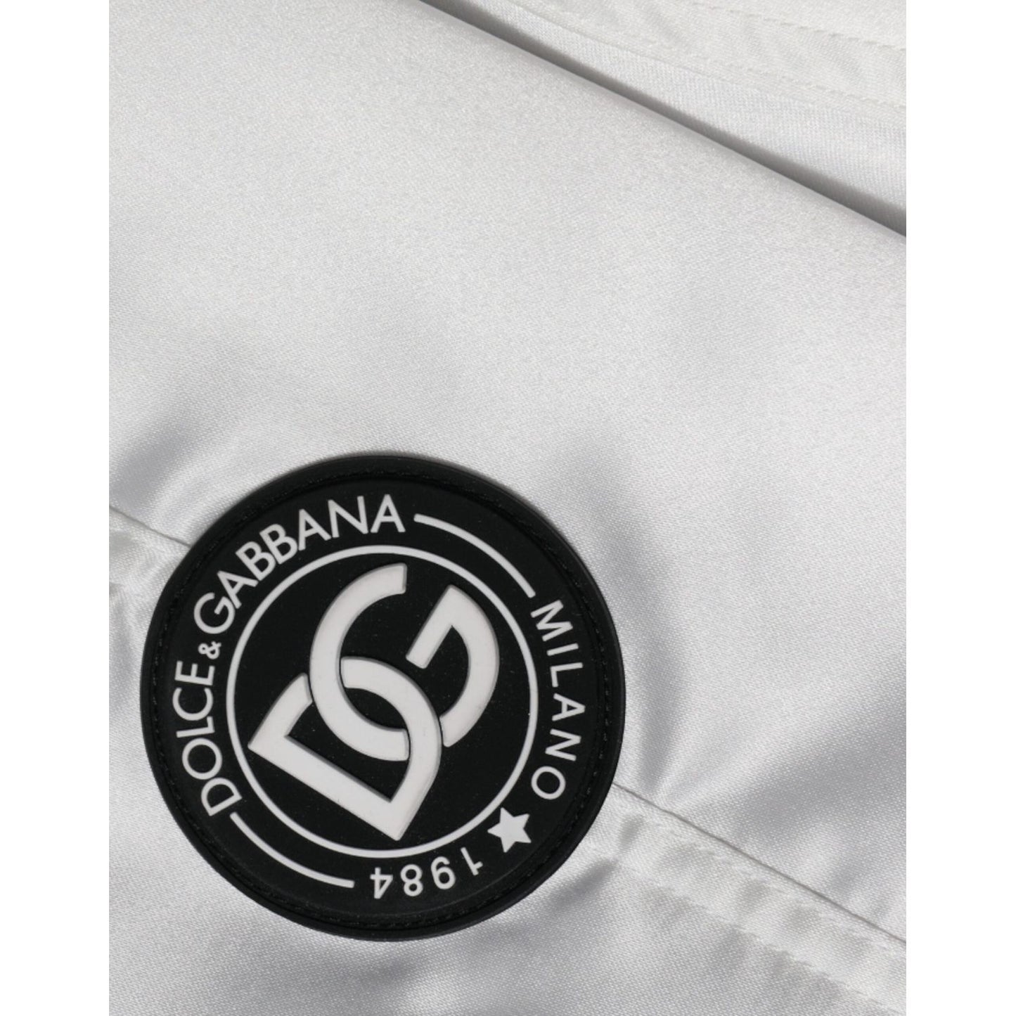 Dolce & Gabbana White Polyester Logo Full Zip Bomber Jacket Dolce & Gabbana