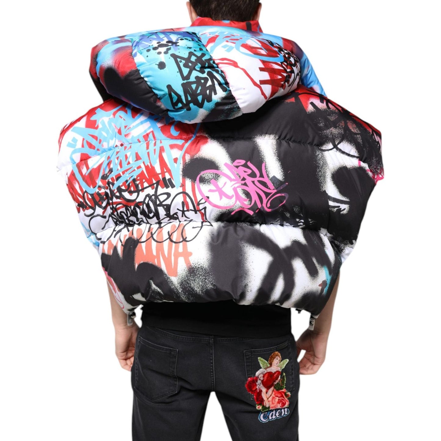 Dolce & Gabbana Multicolor Graffiti Hooded Windbreaker Jacket Dolce & Gabbana