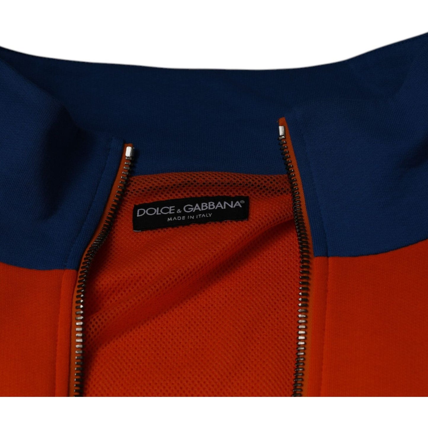 Dolce & Gabbana Orange Blue Full Zip Jersey Bomber Jacket Dolce & Gabbana