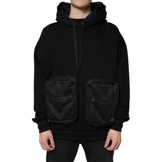 Dolce & Gabbana Black Hooded Pullover Men Sweatshirt Sweater Dolce & Gabbana