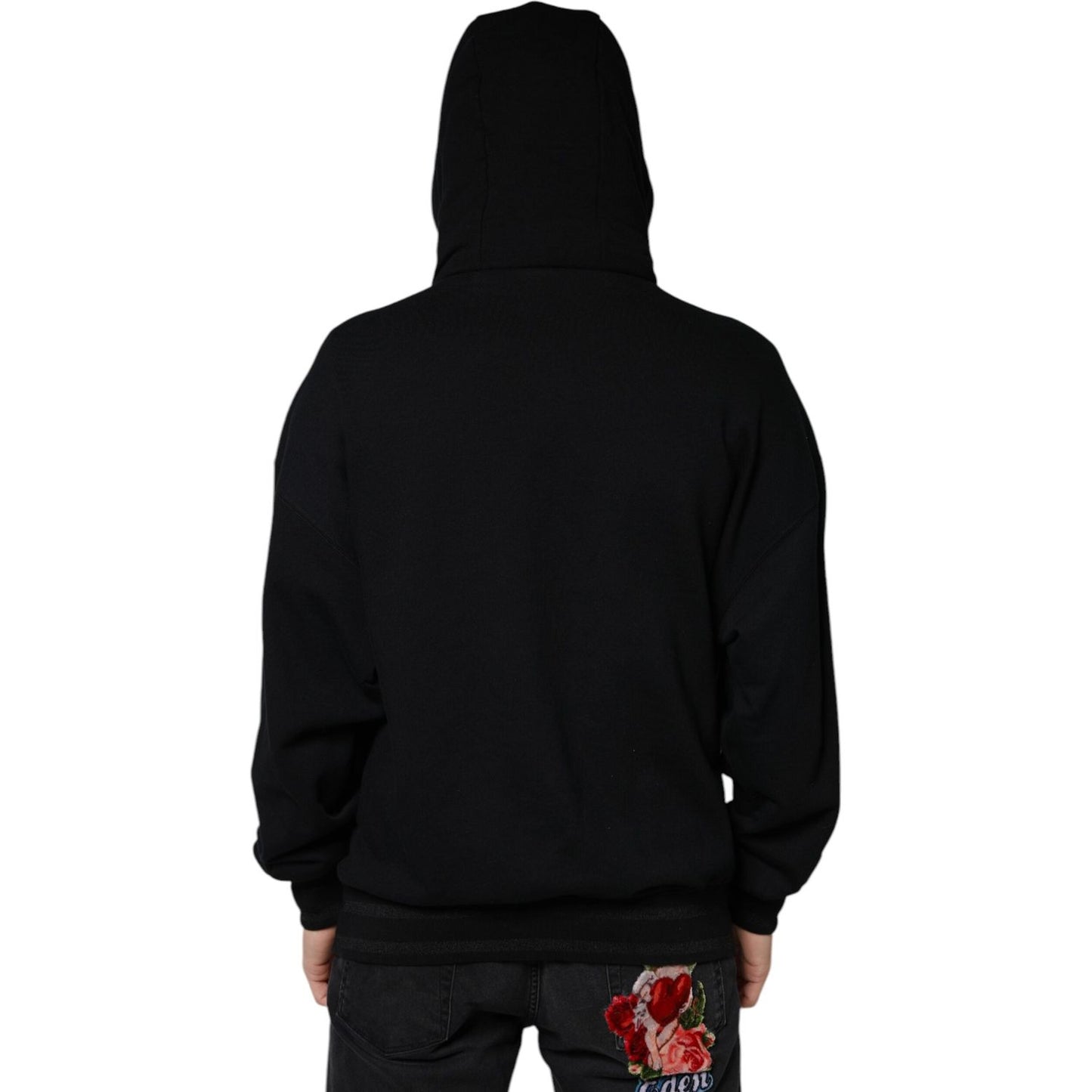 Dolce & Gabbana Black Hooded Pullover Men Sweatshirt Sweater Dolce & Gabbana