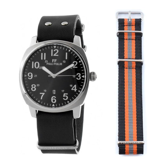 Folli Follie Black Leather Watch Folli Follie