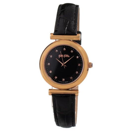 Folli Follie Black Leather Watch Folli Follie Tan