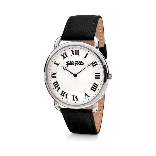 Folli Follie Black Leather Watch Folli Follie Light Gray