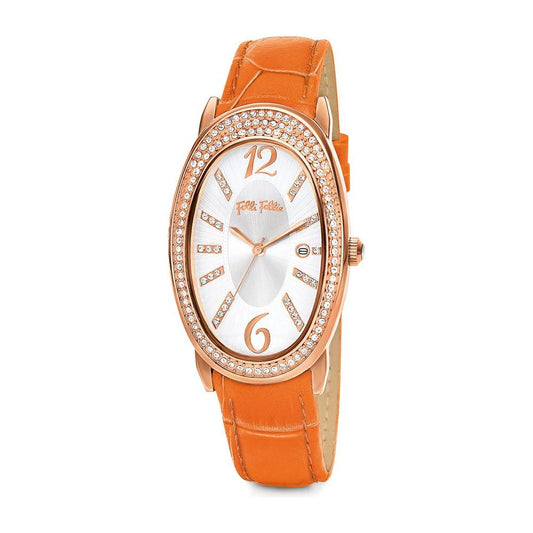 Folli Follie Orange Leather Watch Folli Follie Antique White