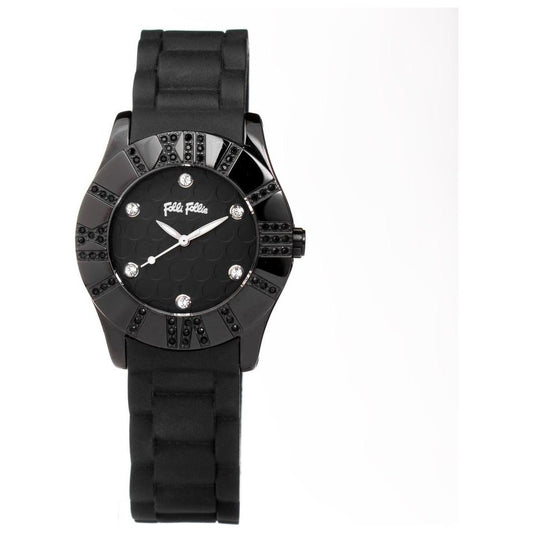 Folli Follie Black Silicone Watch Folli Follie White Smoke