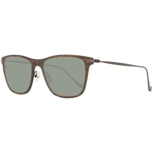 Hackett Brown Wood And Metal Sunglasses Hackett Light Slate Gray