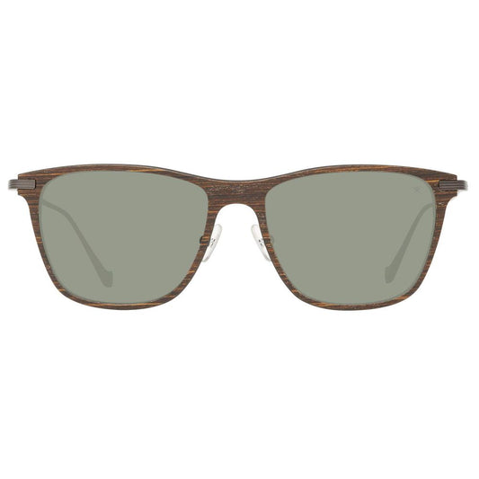 Hackett Brown Wood And Metal Sunglasses Hackett Light Slate Gray