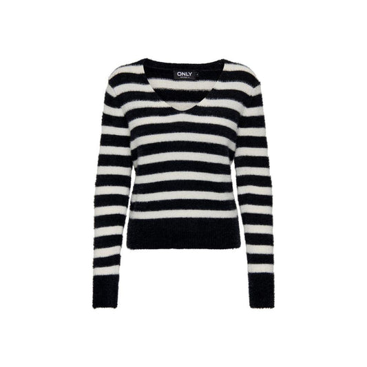 Only Black And White Polyester Sweater Only