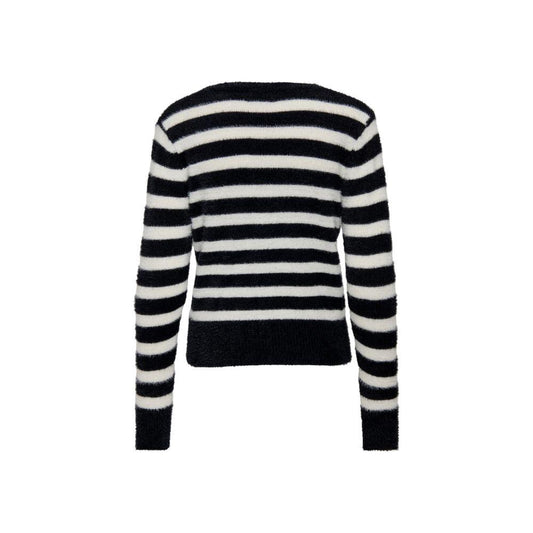 Only Black And White Polyester Sweater Only