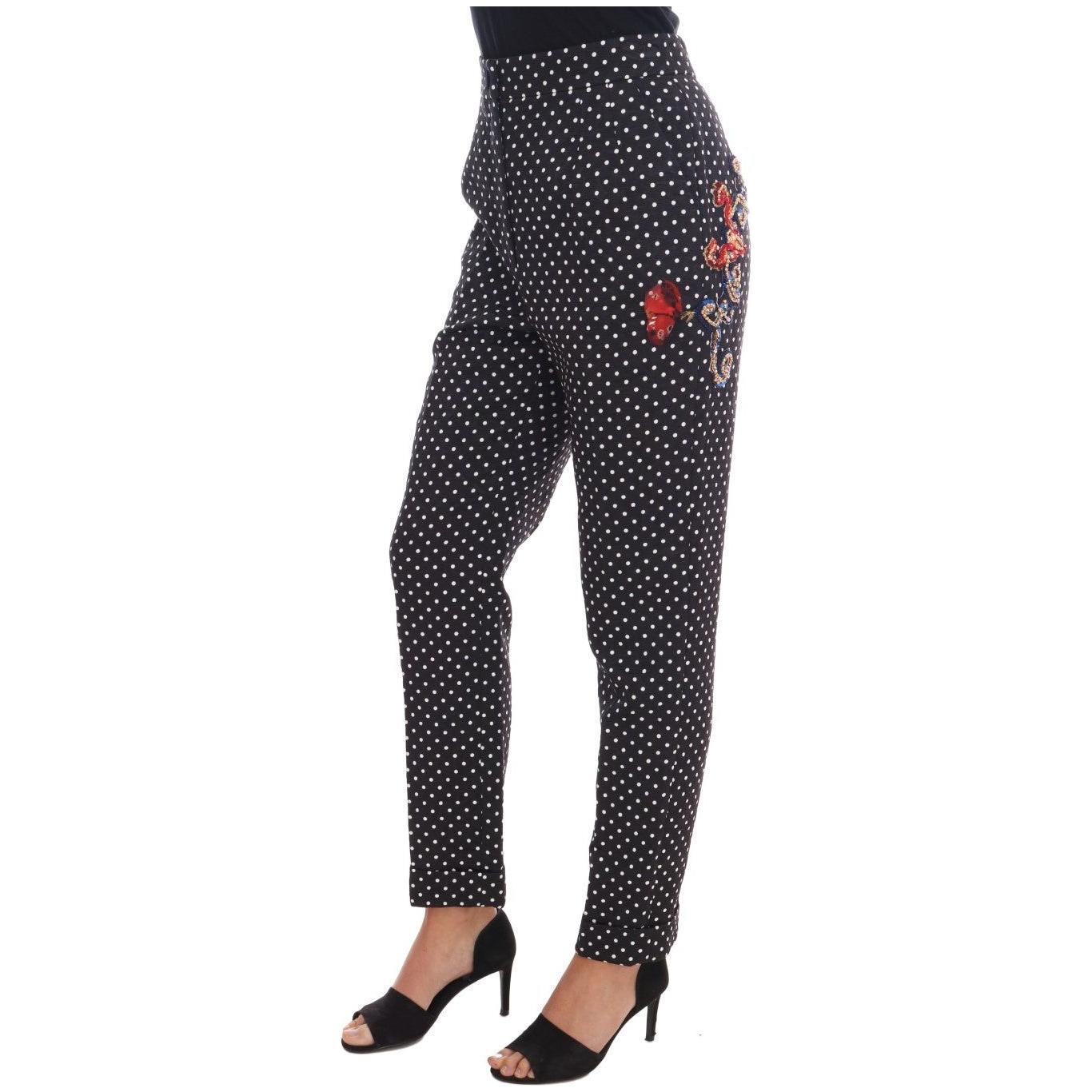 Dolce & Gabbana Elegant Polka Dot Embellished Trousers