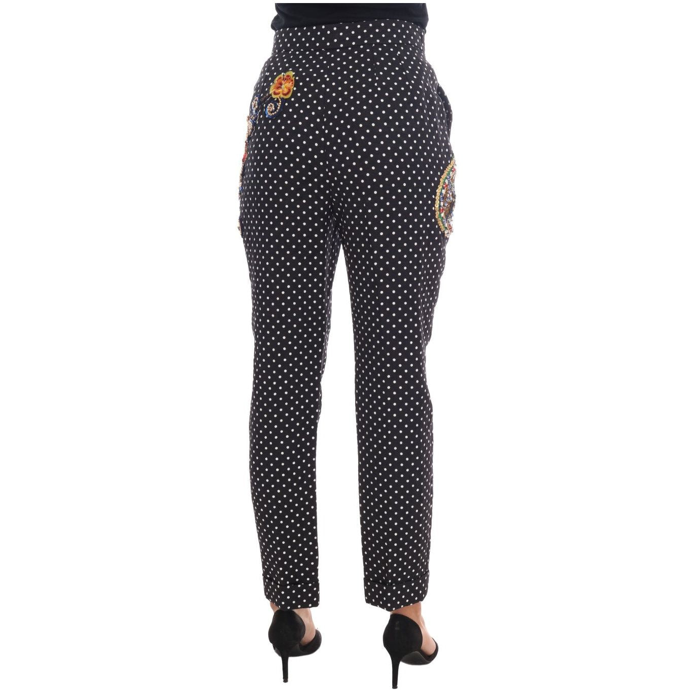 Dolce & Gabbana Elegant Polka Dot Embellished Trousers