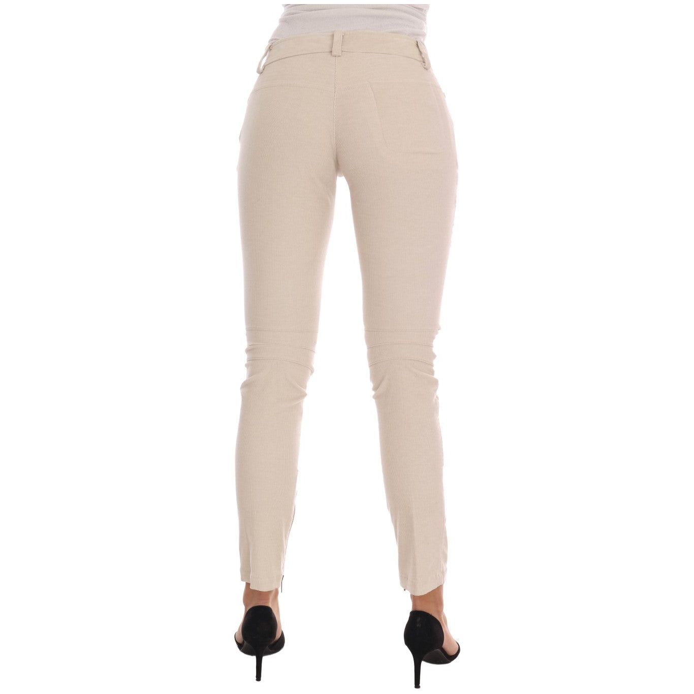 Ermanno Scervino Chic Beige Corduroy Skinny Slim Fit Pants Jeans & Pants Ermanno Scervino