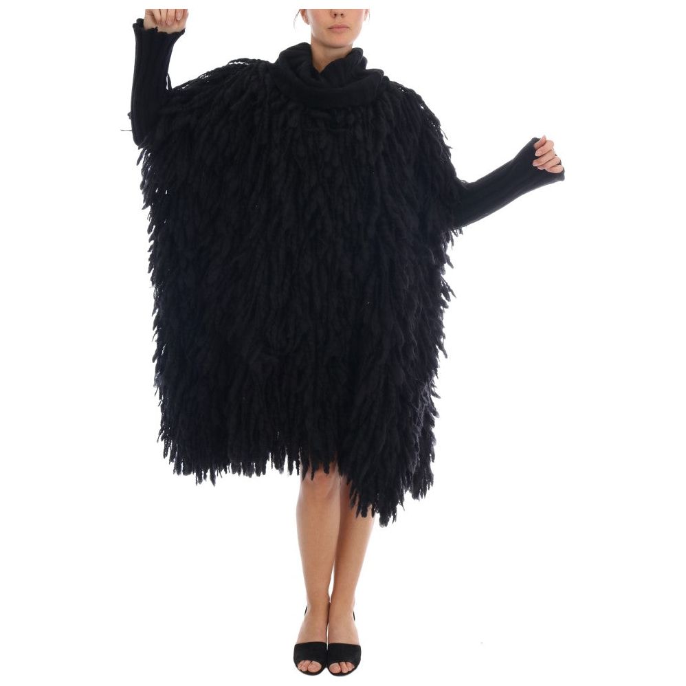 Dolce & Gabbana Elegant Black Fringed Wool-Cashmere Sweater Dolce & Gabbana