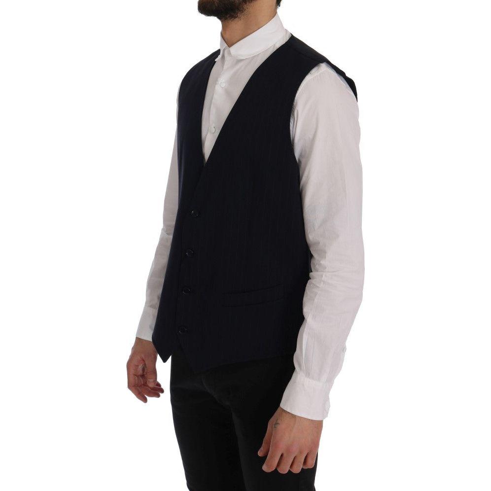 Dolce & Gabbana Elegant Striped Wool Blend Waistcoat Vest Dolce & Gabbana