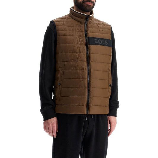 Boss gilet trapuntato verde in poliestere riciclato con zip Jackets Boss