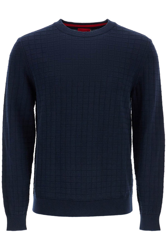 Hugo navy blue cotton sweater with round neck regular fit Knitwear Hugo