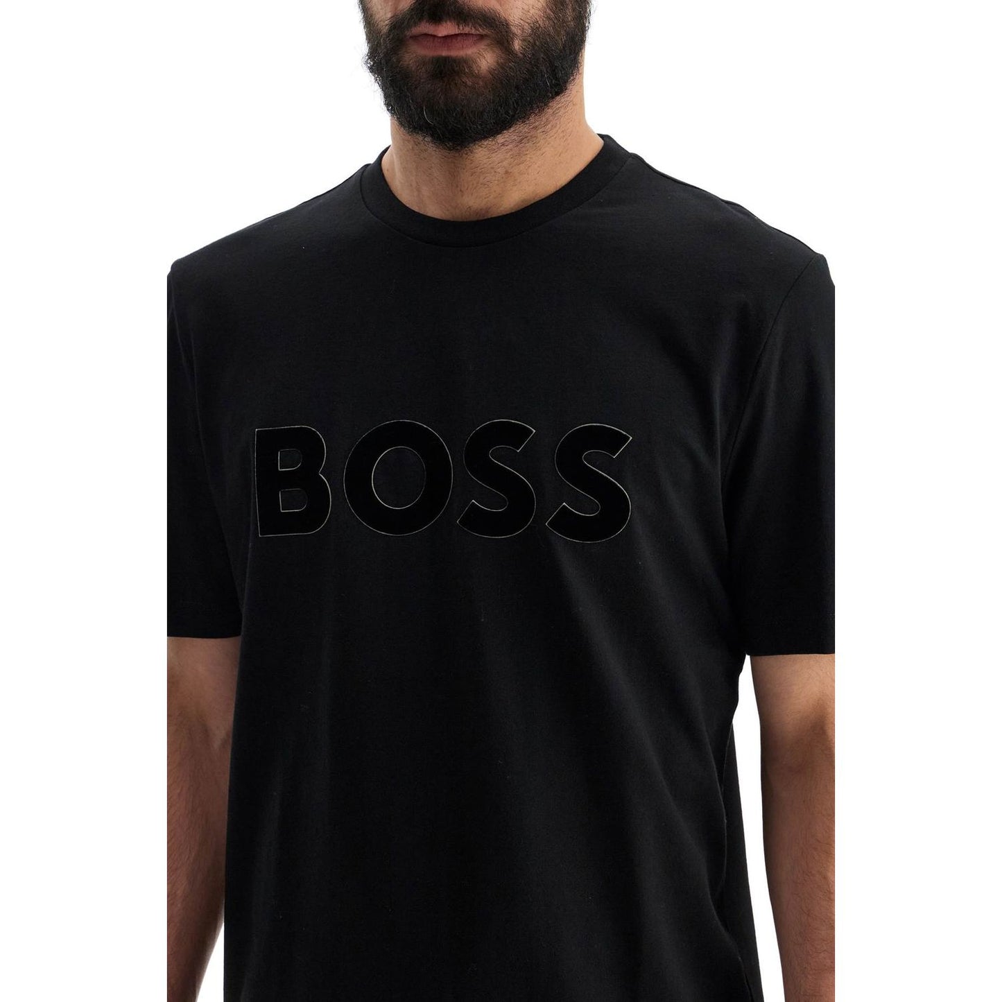 Boss flocked logo t-shirt with