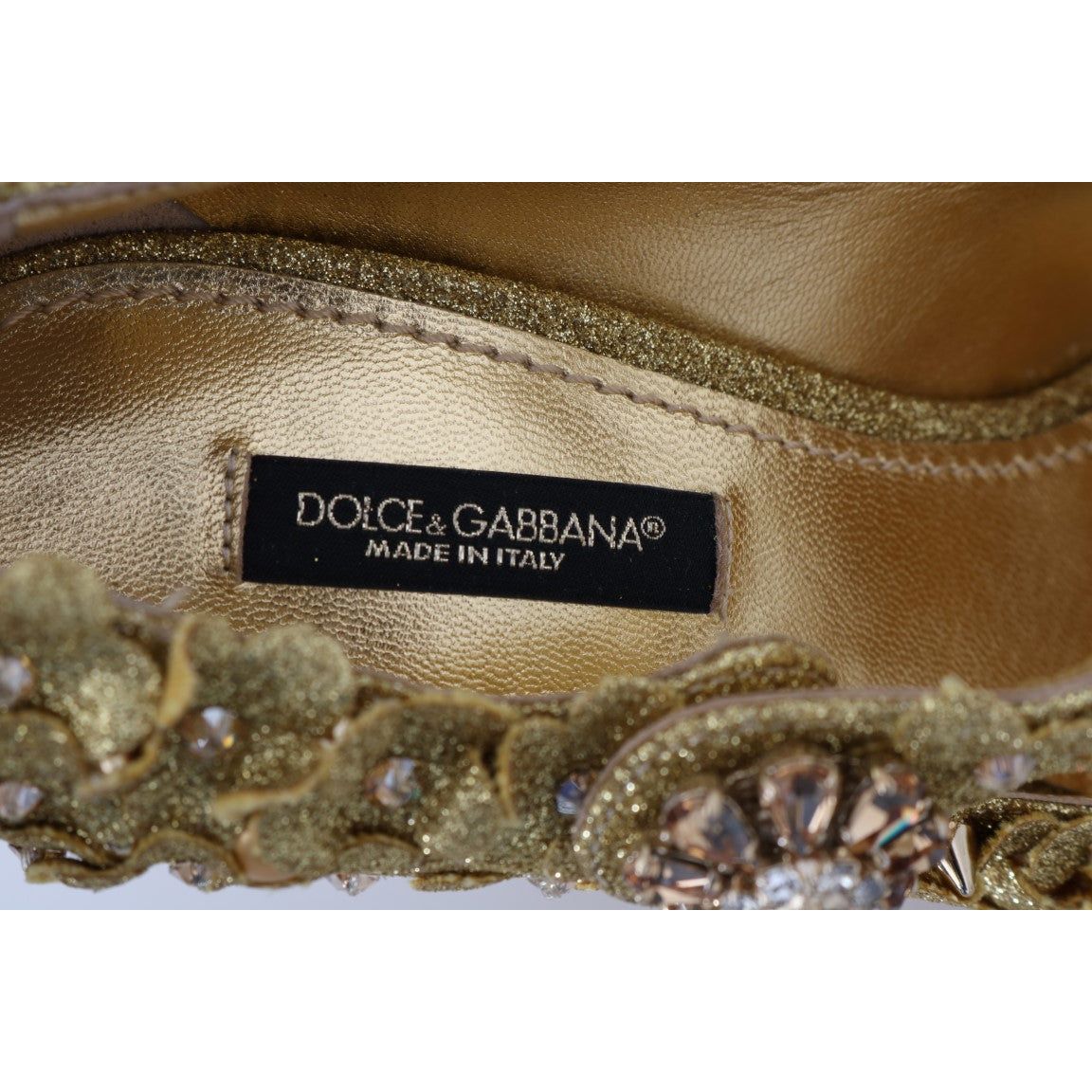 Dolce & Gabbana Gold Floral Crystal Embellished Pumps Dolce & Gabbana