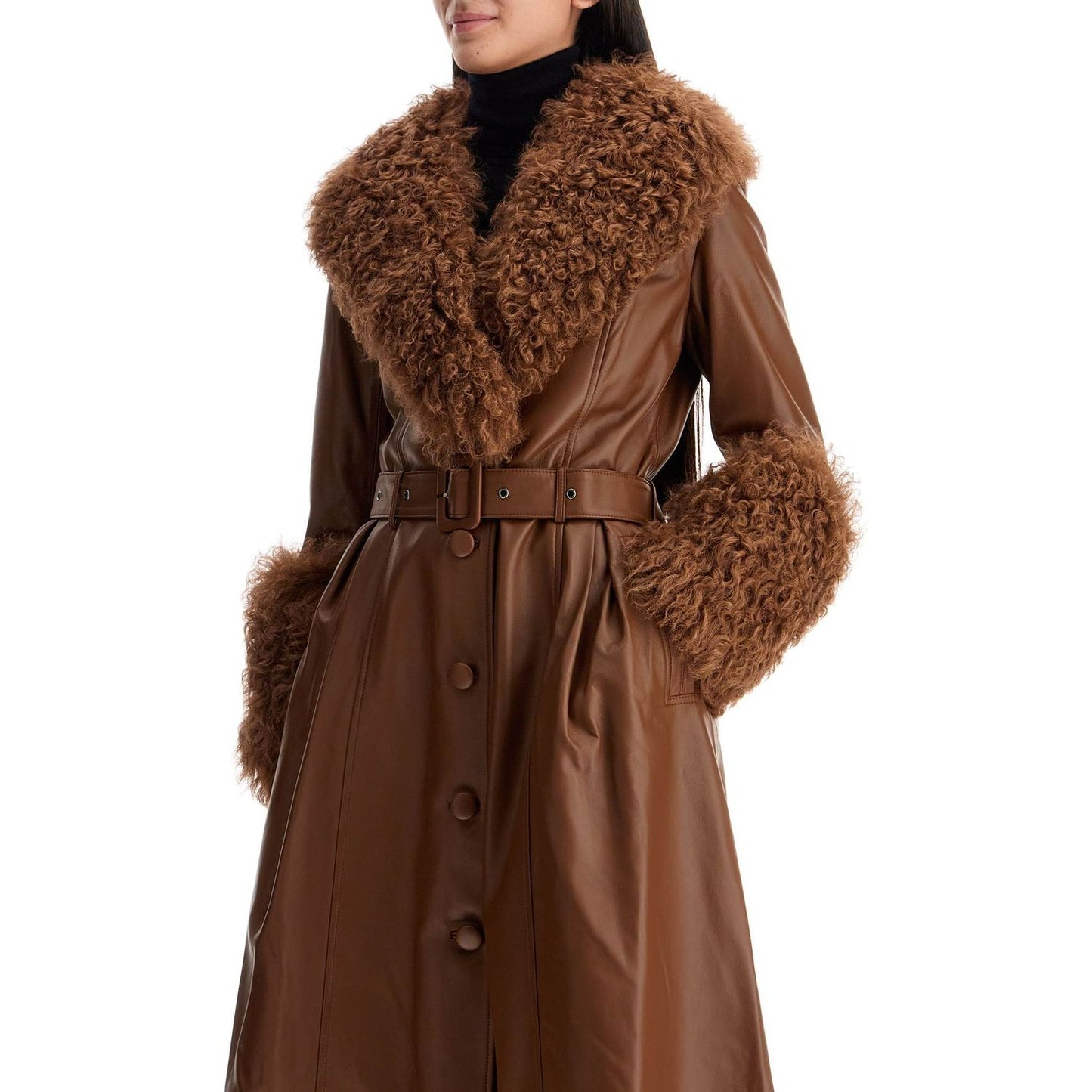 Saks Potts long foxy leather and shearling coat Jackets Saks Potts