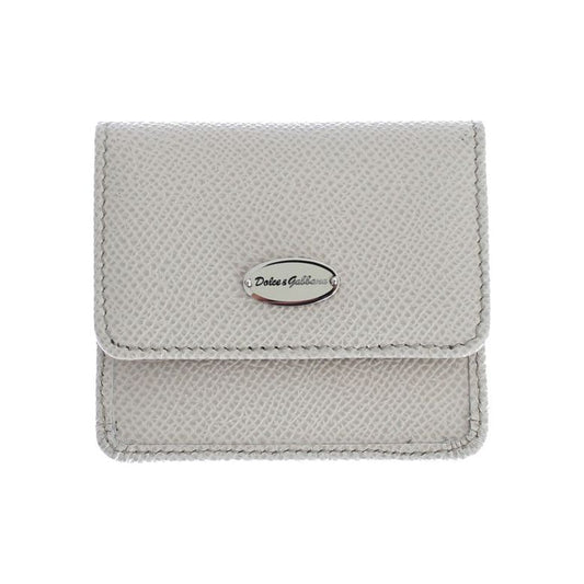 Dolce & Gabbana Sleek White Leather Condom Case Wallet Wallet Dolce & Gabbana