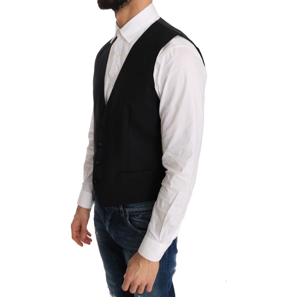 Dolce & Gabbana Elegant Slim Fit Formal Vest in Black Dolce & Gabbana