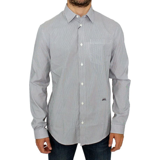 GF Ferre Chic Gray Striped Cotton Casual Shirt GF Ferre