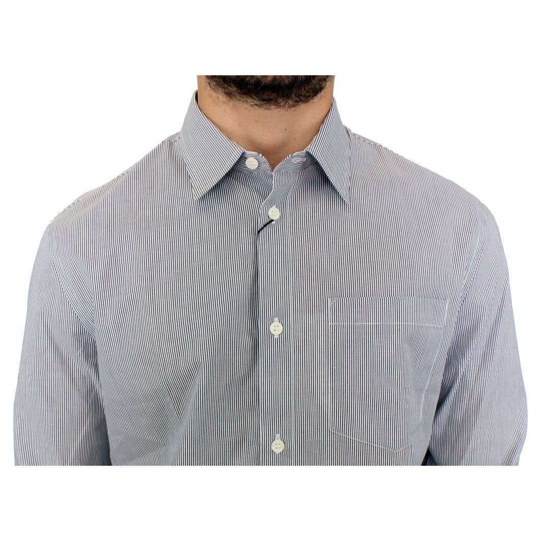 GF Ferre Chic Gray Striped Cotton Casual Shirt GF Ferre