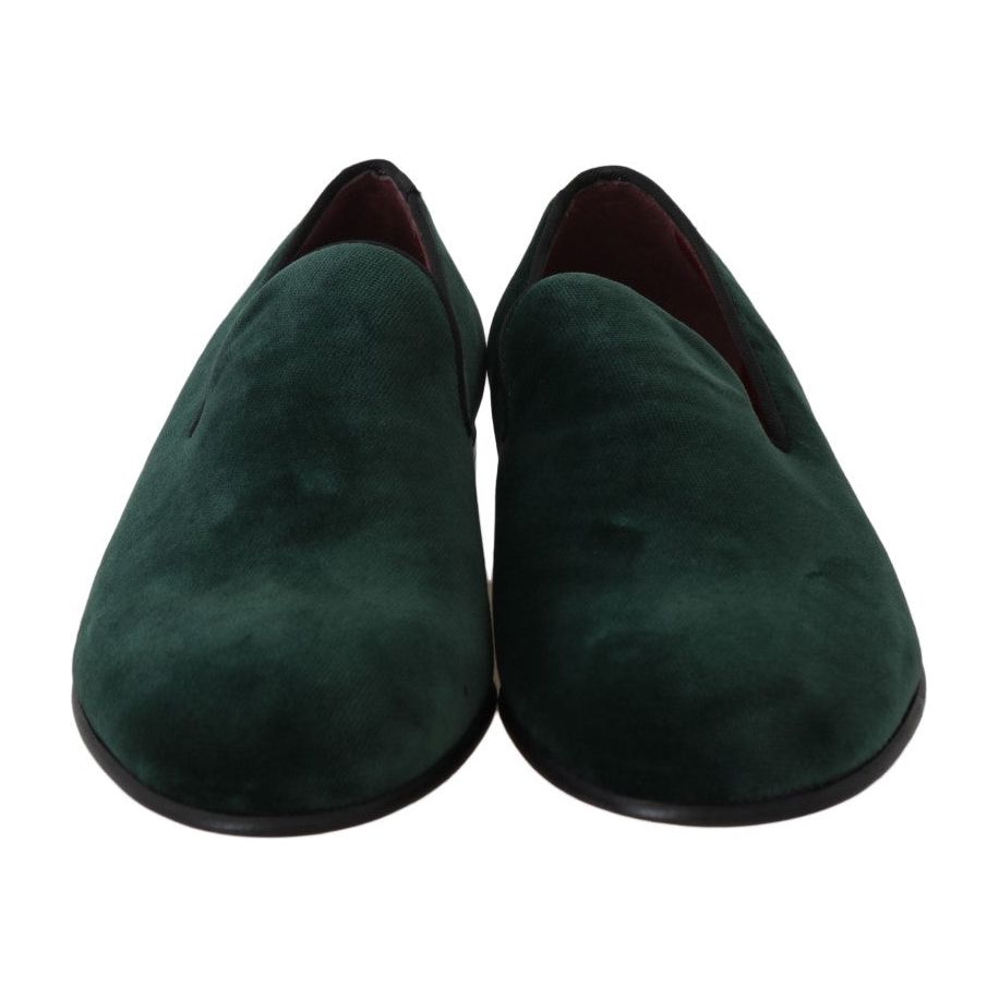 Dolce & Gabbana Elegant Green Suede Slip-On Loafers Dolce & Gabbana