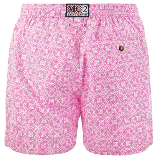 MC2 Saint Barth Pink Polyester Men's Swim Trunk MC2 Saint Barth