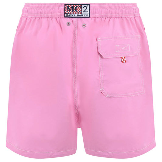 MC2 Saint Barth Pink Polyester Men Swim Trunk MC2 Saint Barth