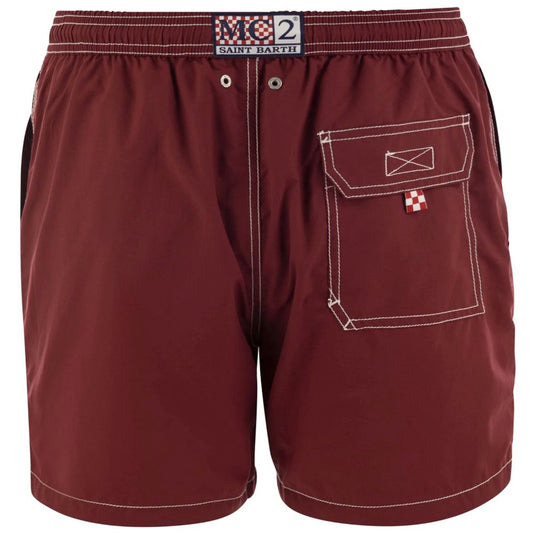 MC2 Saint Barth Red Polyester Men's Swimwear Trunk MC2 Saint Barth