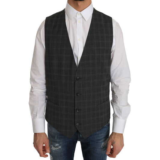 Dolce & Gabbana Elegant Checkered Wool Vest for the Urbane Man Dolce & Gabbana